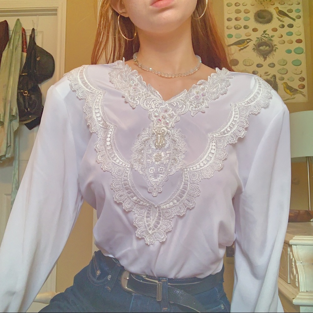 VINTAGE 80’s Kathy Che Beaded Long Sleeve.